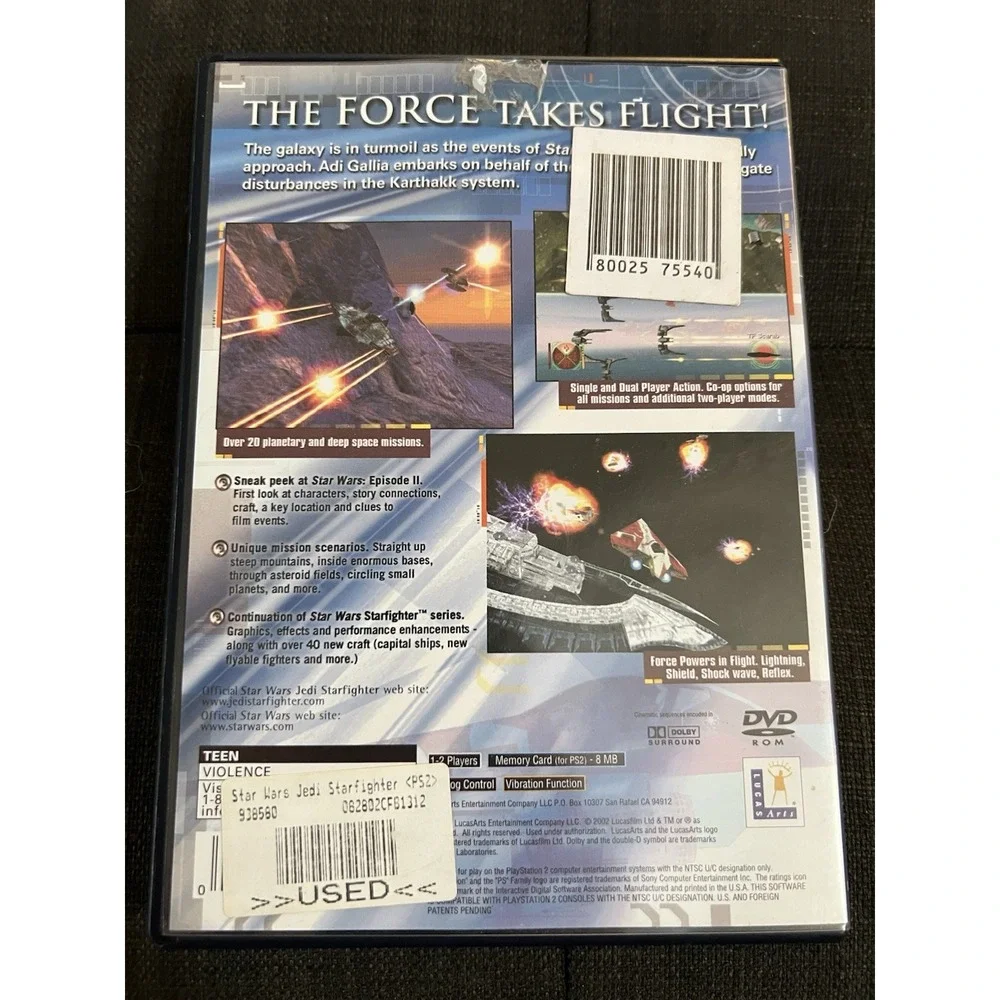 Star Wars: Jedi Starfighter (Sony PlayStation 2, 2002) CIB TESTED Fast‎ Shipping